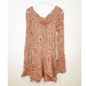 Free People Blush Open Knit Boho Sweater | Oversized Slouchy Fit